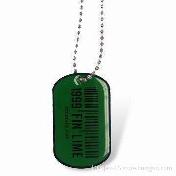 Dog Tag with Laser Engraved Logo, Made of Painted Aluminum, Customized Sizes are Welcome